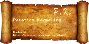 Patatics Karmelina névjegykártya